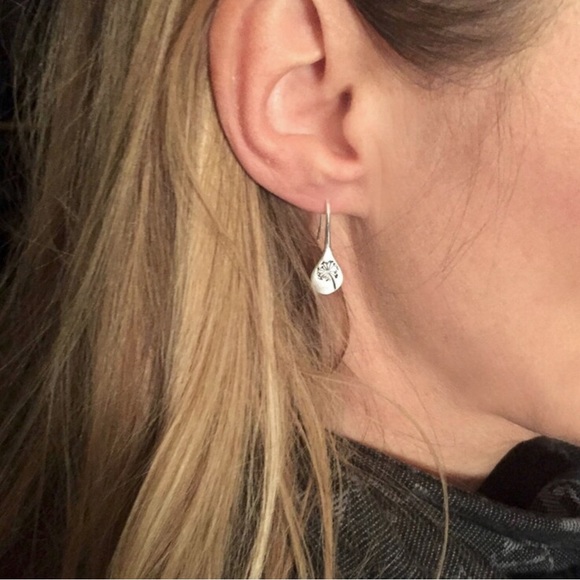 Any 4/$25! Silver Engraved Teardrop Threader Earrings - Picture 3 of 6